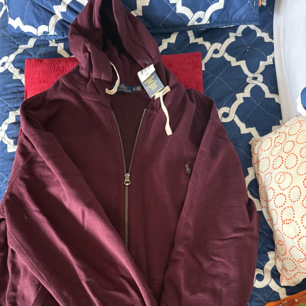 Polo Ralph Lauren Maroon Hoodie Sweatshirt Size Large Tall (LT)